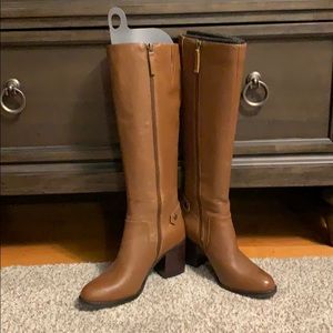 Franco Sarto Brown Leather Knee High Boots